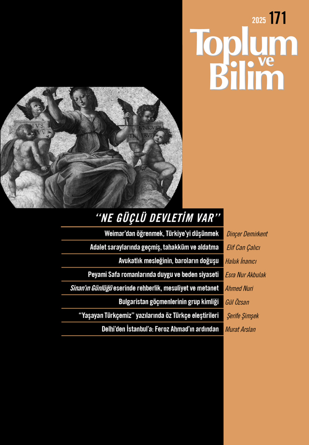 Toplum ve Bilim Sayı 171, 2025
