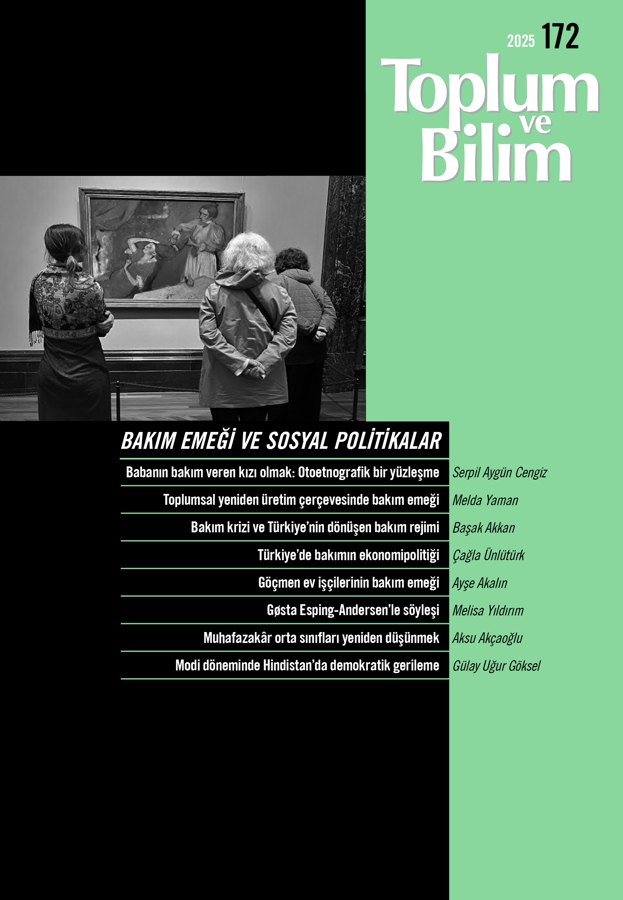 Toplum ve Bilim Sayı 172, 2025